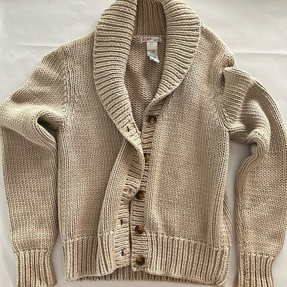 KORS by Michael KORS 100% cotton tan sweater cardigan